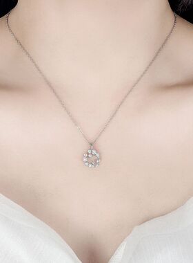 花朵吊坠女个性简约镀玫瑰金项链