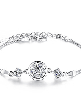 S925银爱心手链铃铛手环生日礼物