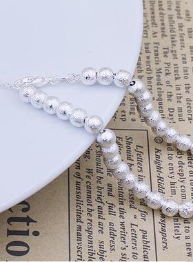 s925纯银磨砂手链女圆珠手绳饰品