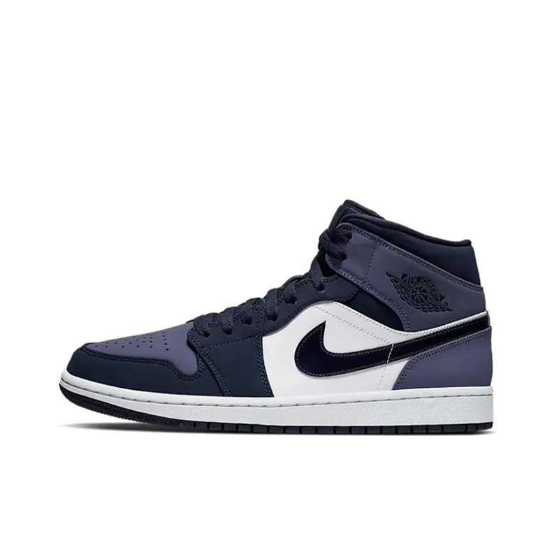 上尚DR4 Air Jordan 1 Mid AJ1桑德紫 黑紫脚趾 蓝球鞋554724-445 - 图3