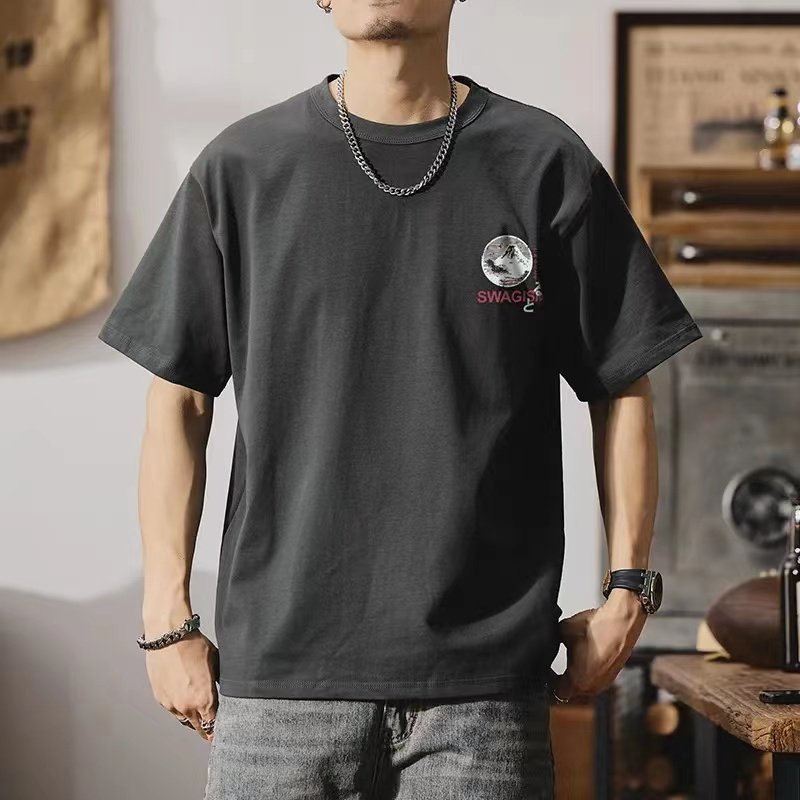 重磅纯棉男士短袖t恤男美式个性字母印花圆领夏季260g半袖体恤衫,淘宝优惠券,粉丝福利购,淘宝优惠卷