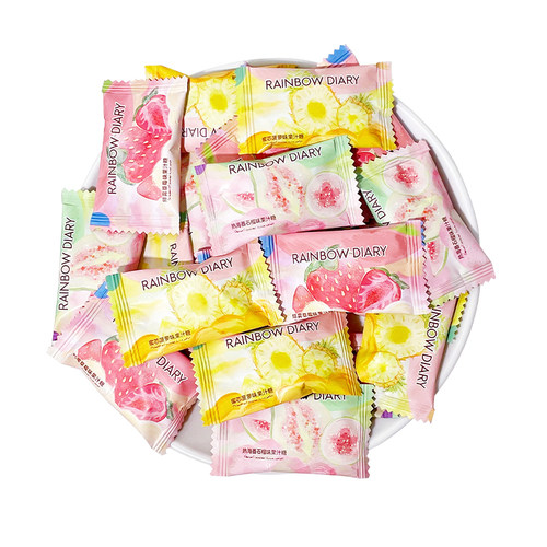 彩虹日记番石榴味软糖蜜芯菠萝草莓味果汁夹心糖订婚糖喜糖果零食 - 图3