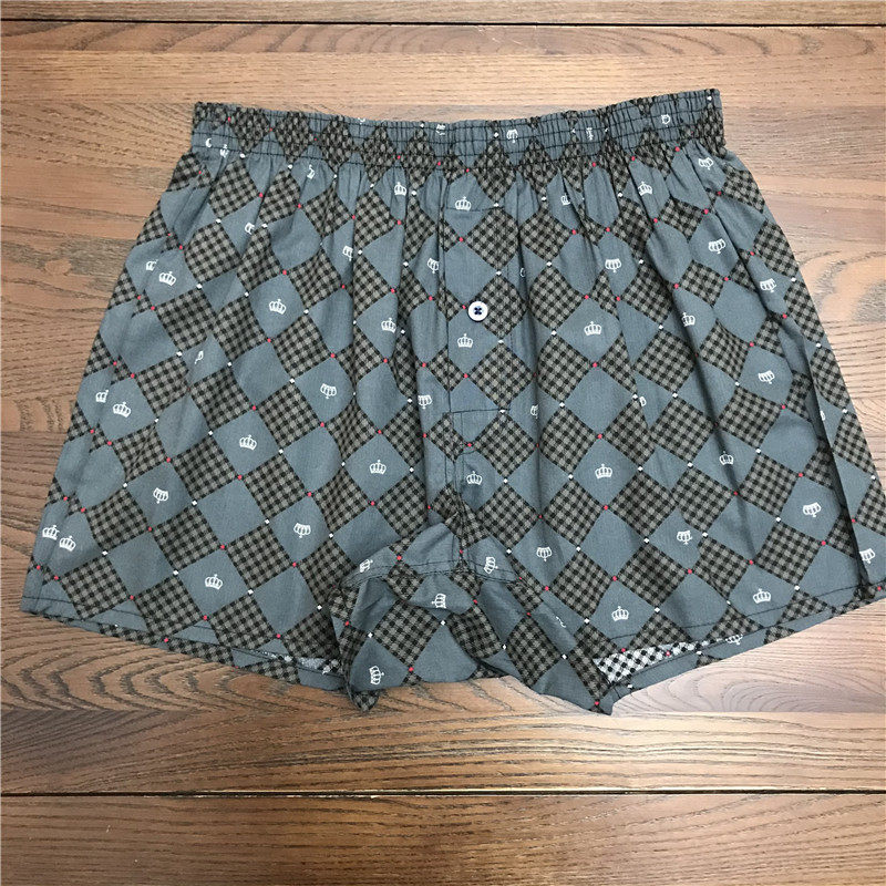日本原单阿罗裤格子短裤男士全棉宽松大码平角裤内裤家居裤一片式,淘宝优惠券,粉丝福利购,淘宝优惠卷
