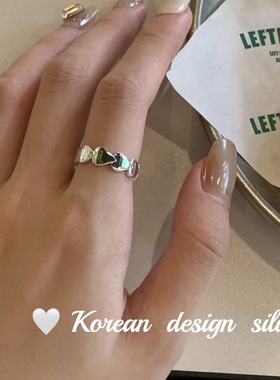 2025新款质感简约风925纯银纯银戒指女 时尚个性ins风爱心形指环