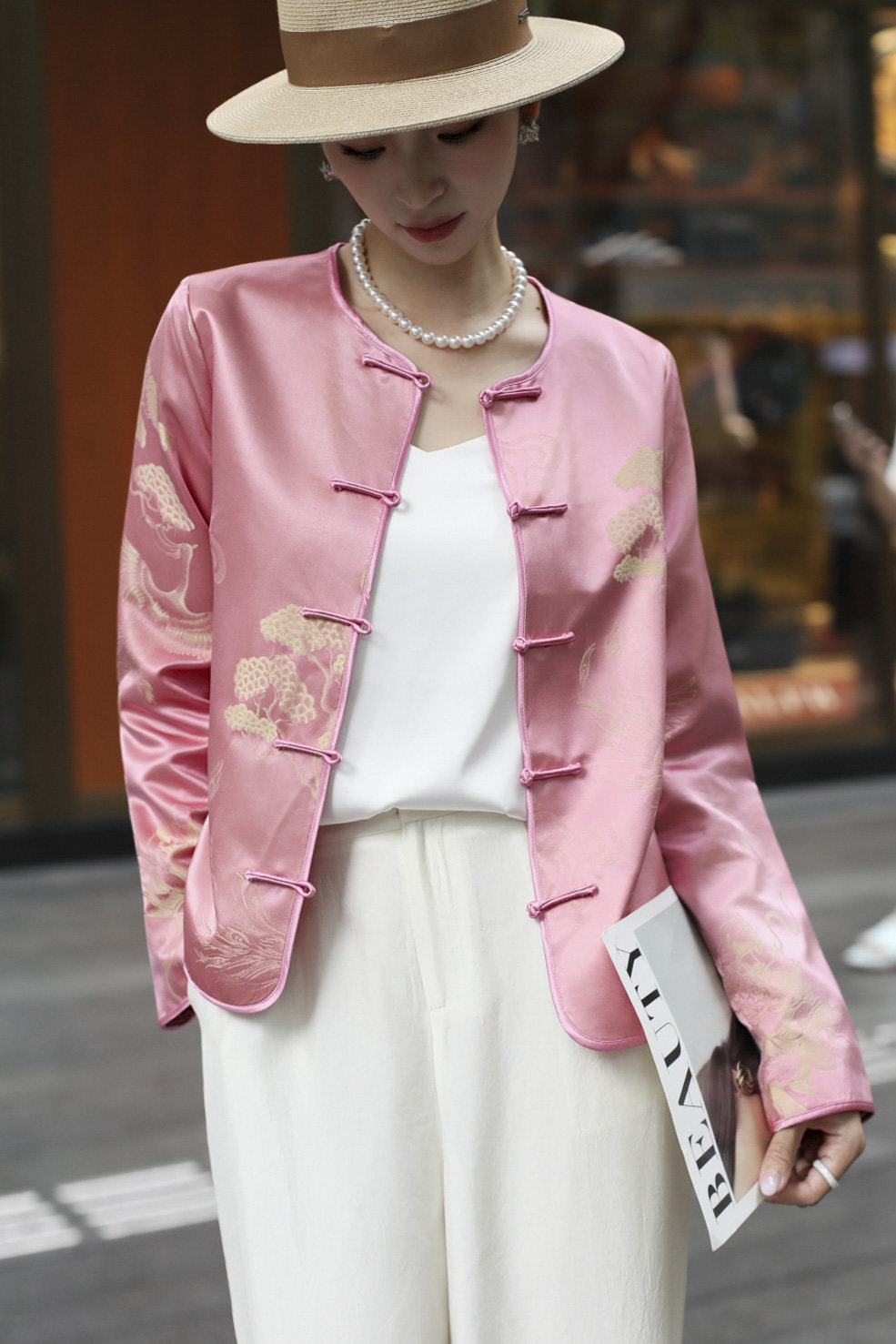 2026早春新款新中式国风圆领百搭真丝老缎盘扣提花大版外套女上衣,淘宝优惠券,粉丝福利购,淘宝优惠卷