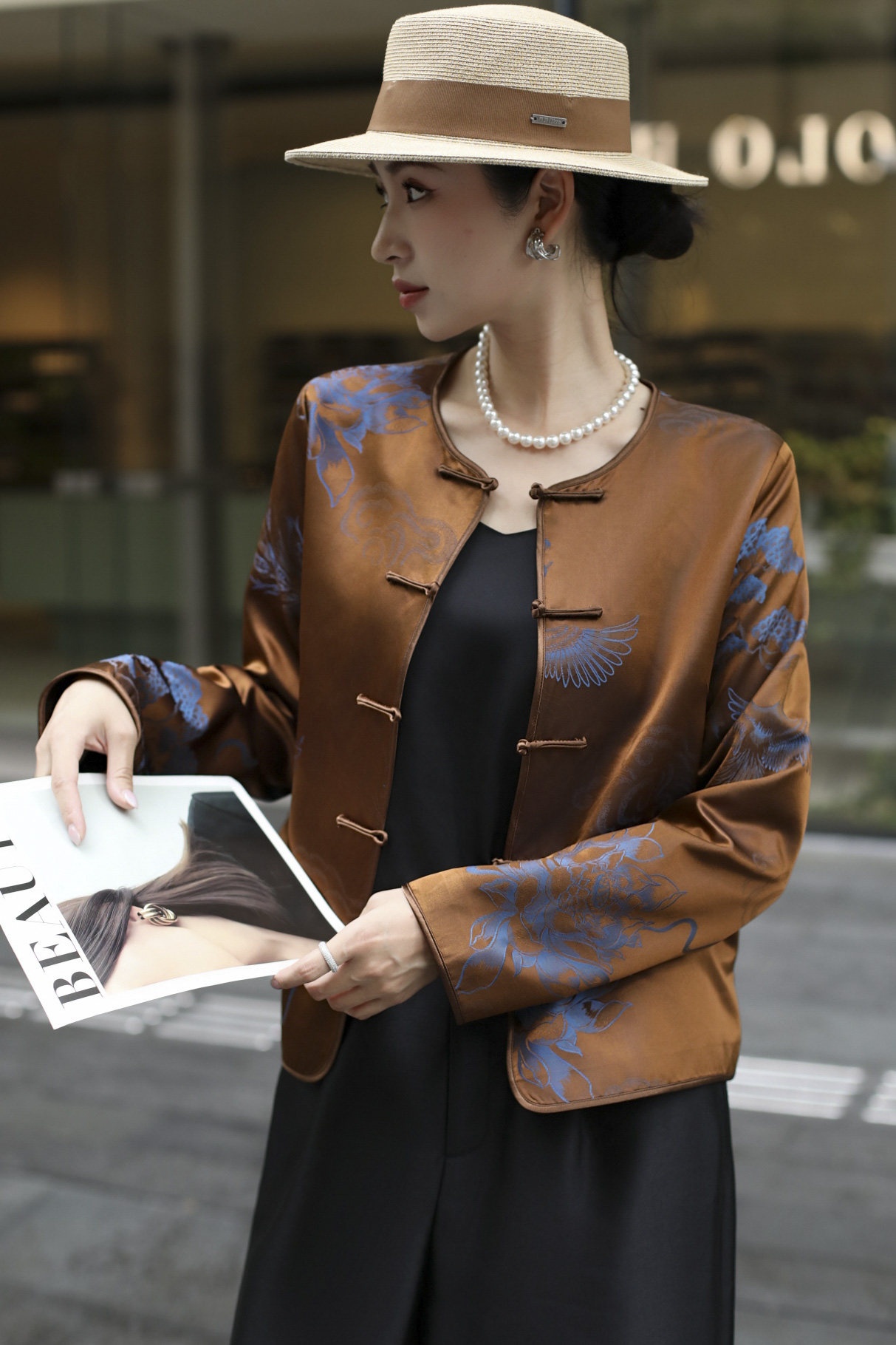 2026早春新款新中式国风圆领百搭真丝老缎盘扣提花大版外套女上衣,淘宝优惠券,粉丝福利购,淘宝优惠卷