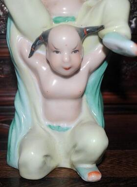 景德镇陶瓷器居家装饰桌面摆件丰保根舞狮567老厂货雕塑人物收藏