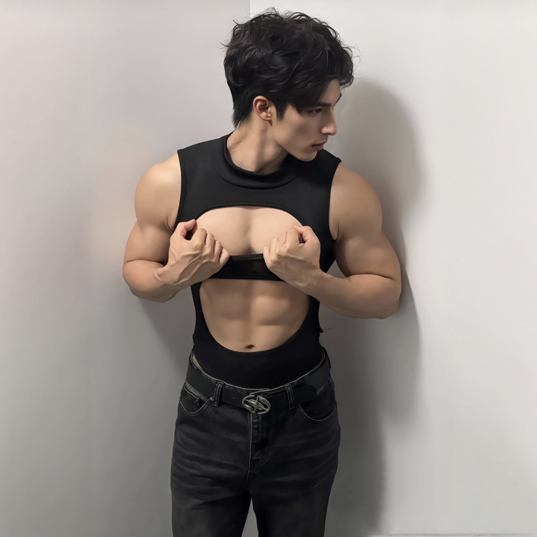 肌肉男皮革绑带1S背带演出舞台款NPC可调跳舞性感连体束缚紧身衣,淘宝优惠券,粉丝福利购,淘宝优惠卷