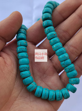 10*6mm绿松石苹果珠圆短桶珠腰珠串珠散珠 diy手项链材料饰品配件