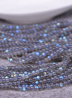 天然灰蓝月光石半成品 拉长石半成品 散珠手链7A 2MM 3MM 4MM 5MM