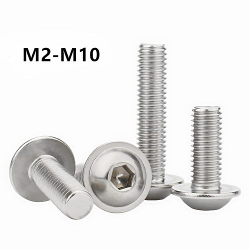 304不锈钢圆头内六角带垫片螺栓加长法兰面螺丝M5M6M8M10*6*60mm - 图1