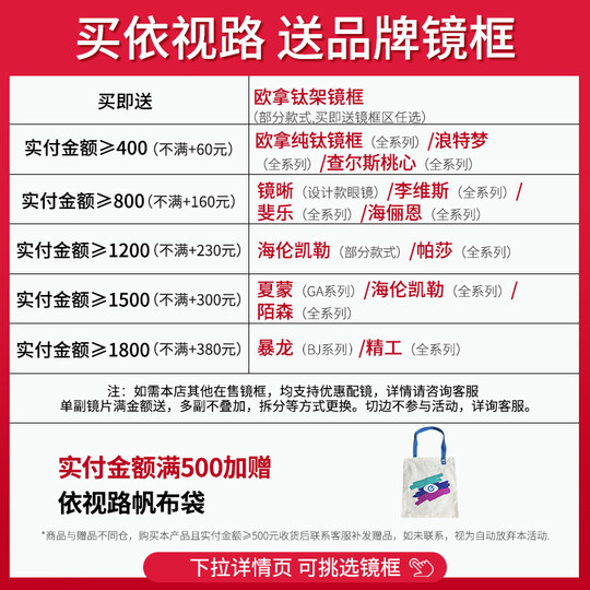 依视路镜片钻晶膜岩膜致防蓝光近视超薄1.67眼镜配镜1.74官方旗舰