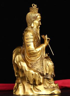 黄铜太上老君神像道祖铜摆件