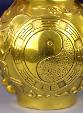 黄铜闭口铜葫芦摆件化五黄二黑