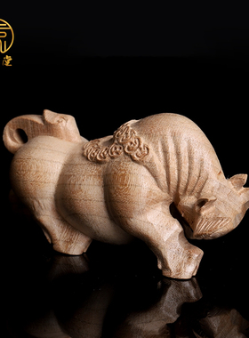 寅亥堂祝福天然桃木木雕牛吉祥物