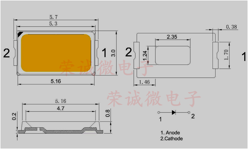 超高亮LED灯珠 5730正白/暖白贴片LED发光二极管红蓝翠绿黄光-图0