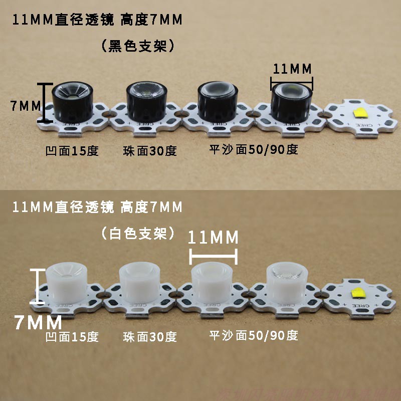 11mm cree XPE LED透镜 3535 led光学透镜科瑞3.5mm方形灯珠专用-图1