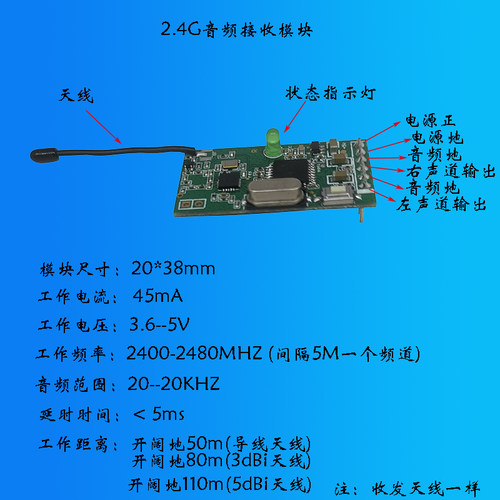 无线数字音频模块 无线音箱 高保真音频发射器接收器无线环绕音频 - 图1