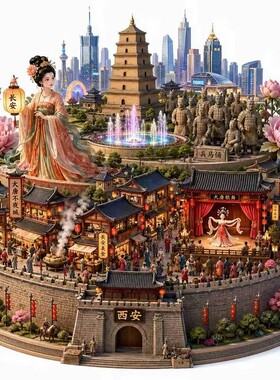 西安浮雕新款金属冰箱贴钟楼大雁塔陕西旅游景点纪念品磁贴伴手礼