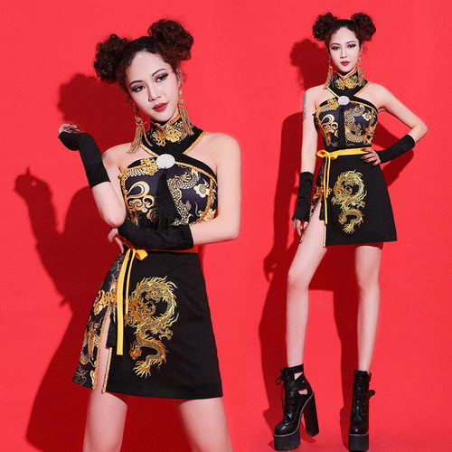 舞团组合中国风复古爵士舞短裙夜店ds演出服性感女dj领舞服套装 - 图2