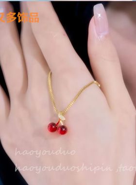 简约个性ins红色轻奢气质项链