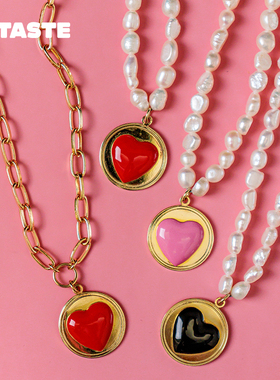 XTASTE 西班牙 WILHELMINA GARCIA 爱心吊坠链条珍珠项链锁骨链