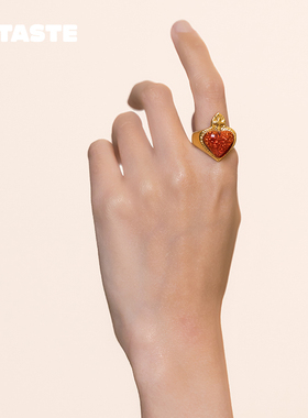 【限时7折】XTASTE 墨西哥TUZA红色爱心戒指镀金配饰小众设计高级
