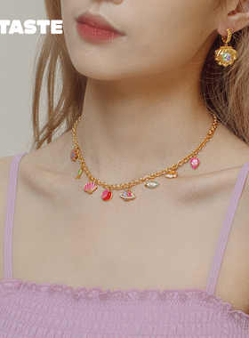 【限时8折】XTASTE 英国 JULY CHILD 多元素吊坠金色项链可爱甜美