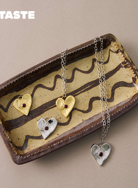 红石镶嵌项链圆满双心设计锁骨链