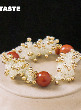 原创元素鱼卵串珠编织手链