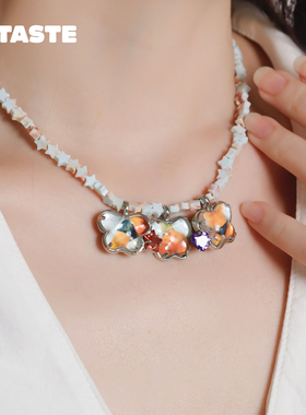 TYSGROCERY三连蝴蝶五角星项链