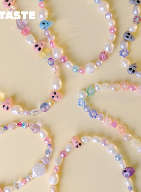 XTATSE 荷兰 Salad彩色小花外星人串珠项链可爱小众设计女生甜美