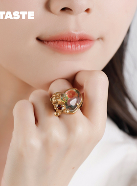 TysGrocery印花宝石五角星戒指