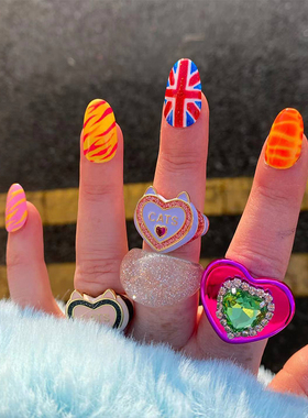 【限时7折】XTASTE 英国 Blackcurrant pop爱心水钻戒指原创时尚