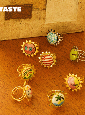 TysGrocery手绘高岭土陶瓷戒指