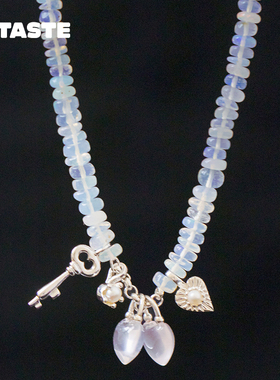 水晶桃心海水珍珠项链TWOR缇坞