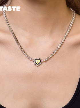 明星彩钻麻花爱心项链原创配饰