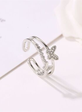 小众蝴蝶戒指女网红潮开口可调节