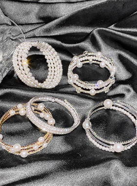 ins简约双层珍珠水钻手链手环女