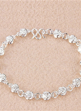 银手链女玫瑰花韩国版简约