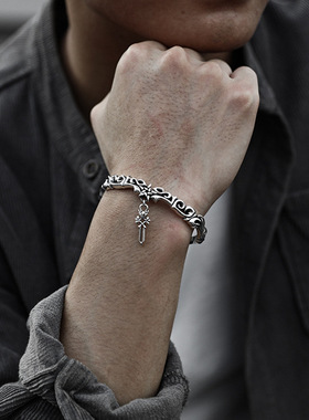 韩版s925复古藤蔓手镯重工