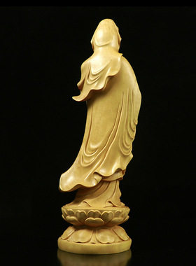 黄杨木雕家居客厅雕刻木质工艺品摆件观音菩萨厂家
