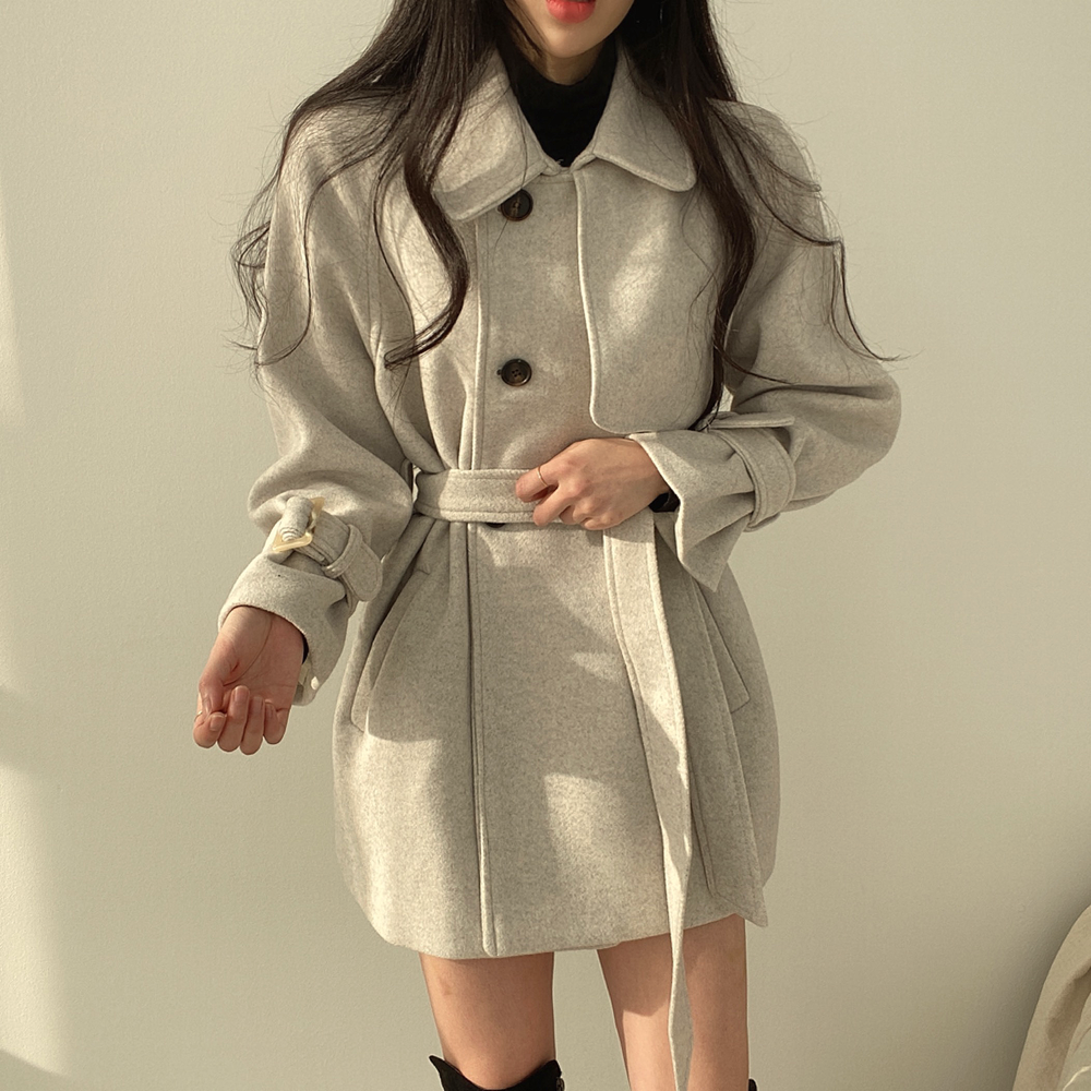 尺寸已更新 chic 秋冬韩版休闲时尚系带双排扣复古风衣毛呢子外套,淘宝优惠券,粉丝福利购,淘宝优惠卷