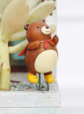 泰迪熊多肉花盆牌子搭配装饰摆件