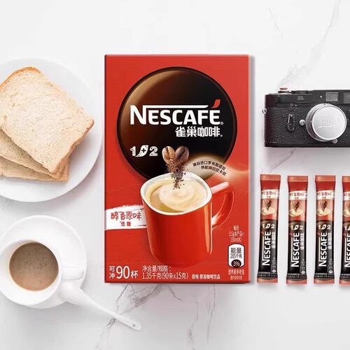 雀巢咖啡1+2原味条装速溶咖啡粉三合一提神官方店90条盒装 - 图0