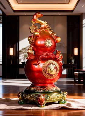 五福临门葫芦摆件家居客厅入户玄关电视柜工艺品乔迁新居礼物中式