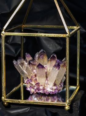 天然水晶簇摆件家居软装桌面书柜装饰品绿水晶晶簇摆饰紫色水晶