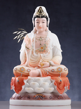 厂家直供汉白玉佛像观音三宝地藏王家居摆件富贵彩娑婆三圣神像