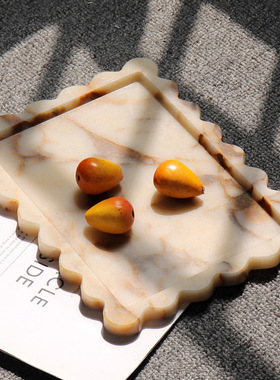 简约天然大理石果盘摆件样板房餐桌家居装饰品客厅茶几托盘收纳盘