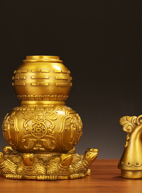 九龟天医葫芦黄铜摆件福禄家居工艺品客厅摆放办公室桌面铜装饰品